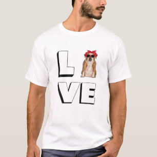 Camiseta Bulldog Love Heart Sunglass Dog English Bulldog