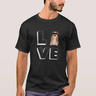 Camiseta Bulldog Love Heart Sunglasses Dog English Bulldog