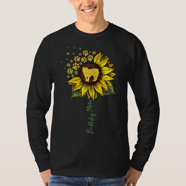 Camiseta Bulldog Mãe Sunflower English Bulldog Dons (Frente)