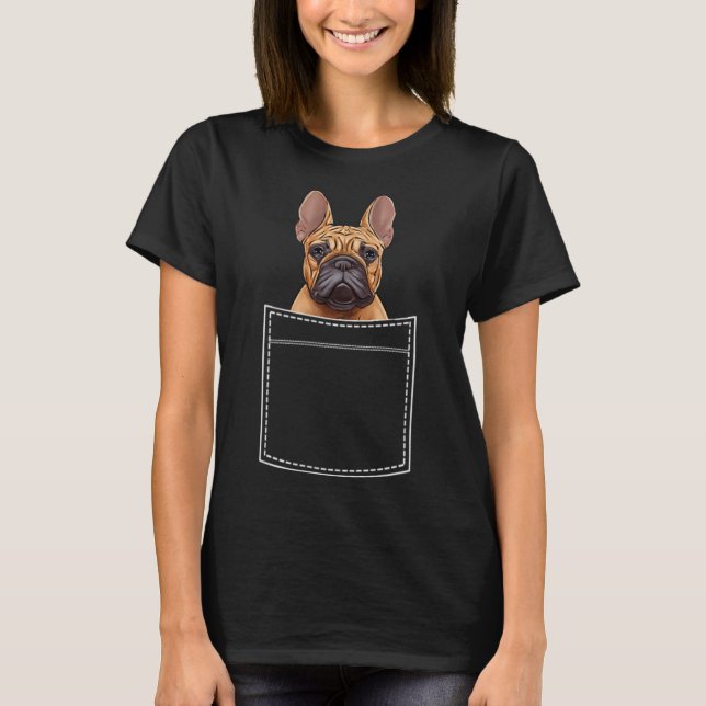 Camiseta Bulldog no bolso do peito Frenchie Pocket  (Frente)