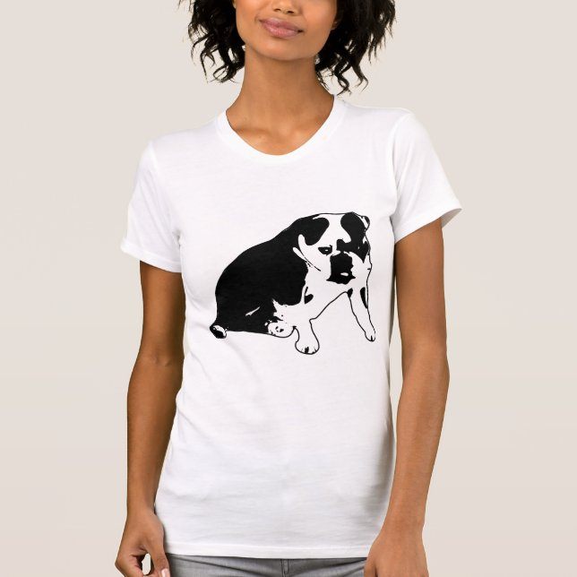 Camiseta Bulldog Silhouette Black and White Graphic Art (Frente)