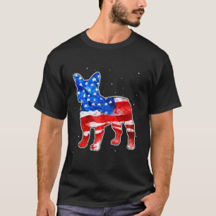 Camiseta Bulldog Tie Dye American Flag Patriótico 4º De Jul