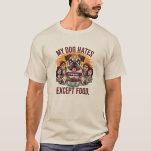 Camiseta Bulldog Todos Exceto Comida Cartoon Engraçado
