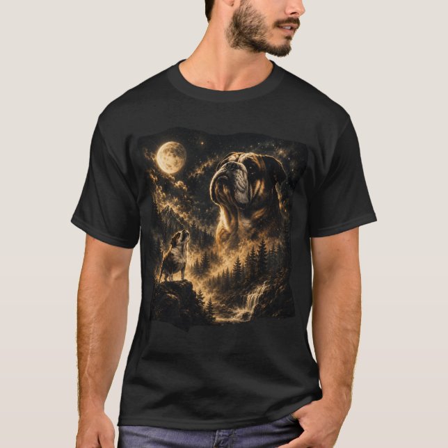 Camiseta Bulldog Uivando para a Lua, Presente para Mãe de B (Frente)
