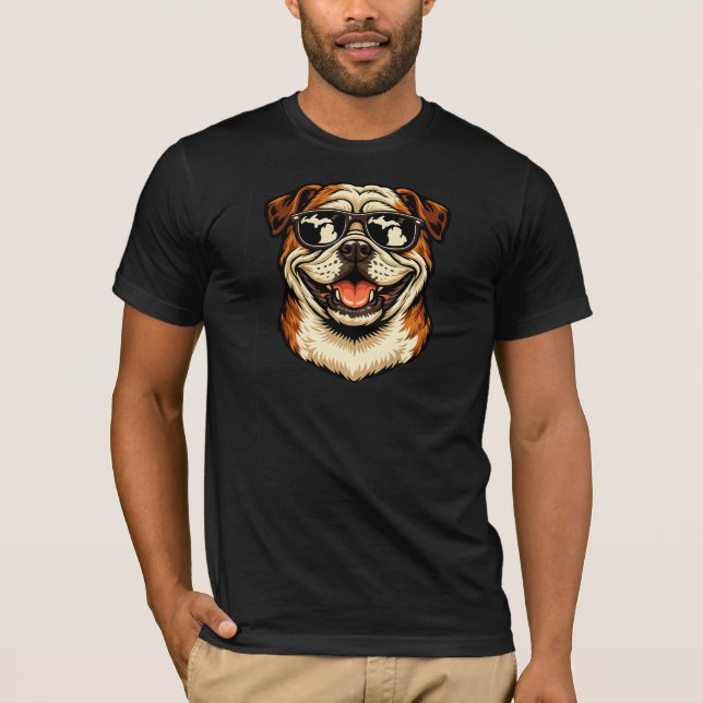 Camiseta Bulldog Usando Óculos de Sol (Frente)