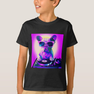 Camiseta Bulldog Vaporwave Dj Dog Aestética Meninas