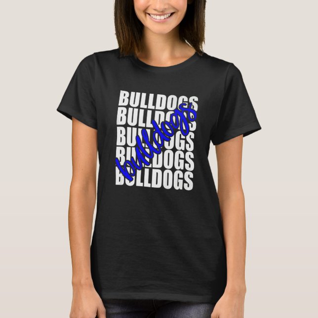 Camiseta Bulldogs Blue School Sports Fan Team Spirit   (Frente)