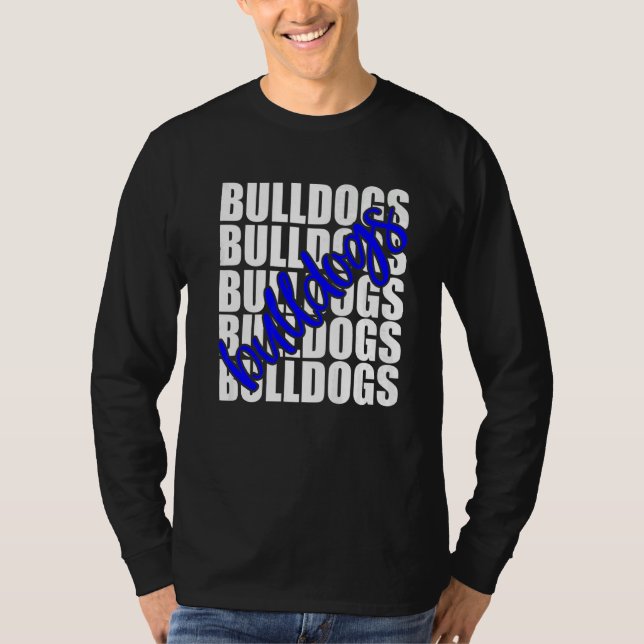 Camiseta Bulldogs Blue School Sports Fan Team Spirit   (Frente)