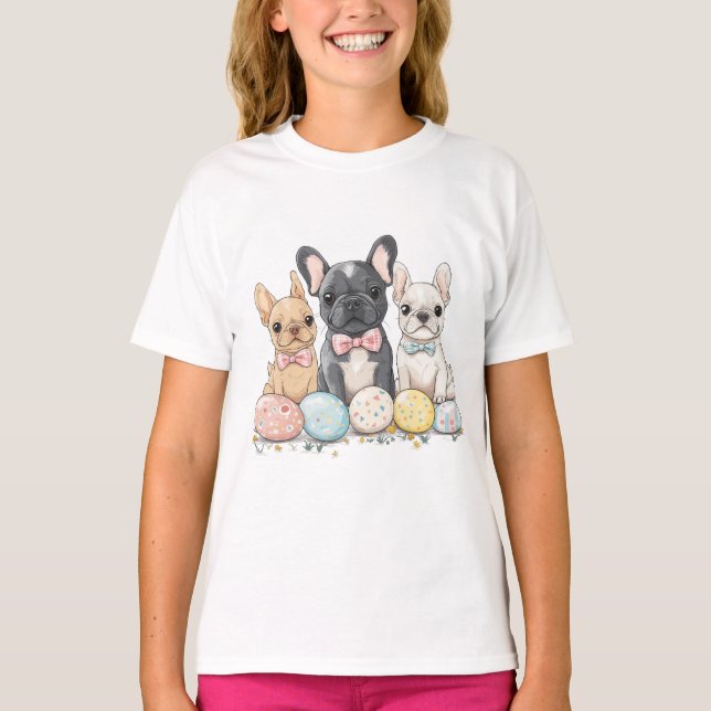 Camiseta Bulldogs Franceses de Páscoa (Frente)