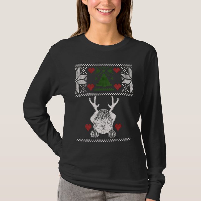 Camiseta Bulldogs with Antlers ugly Christmas Apparel Xmas (Frente)