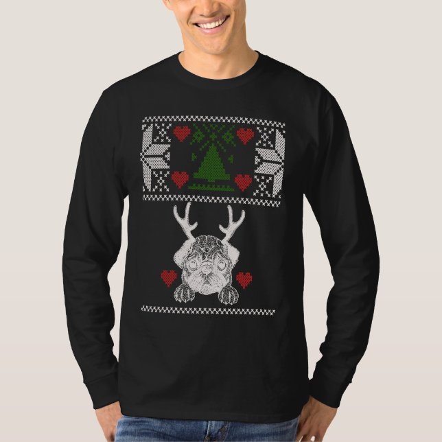 Camiseta Bulldogs with Antlers ugly Christmas Apparel Xmas (Frente)