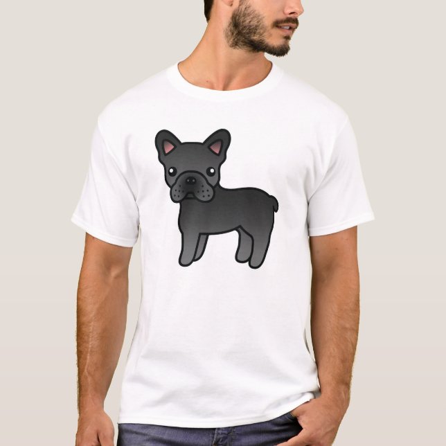 Camiseta Bulldogue Francês Cartoon Preto (Frente)