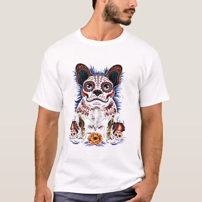 Camiseta Bulldogue Francês Crânio de Açúcar (Frente)