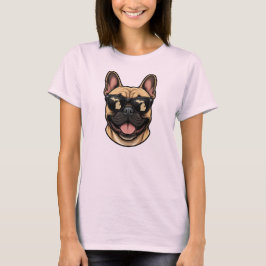 Camiseta Bulldogue Francês de Michigan Usando Óculos de Sol