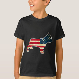 Camiseta Bulldogue Francês do Dia 4 de Julho Bandeira Ameri