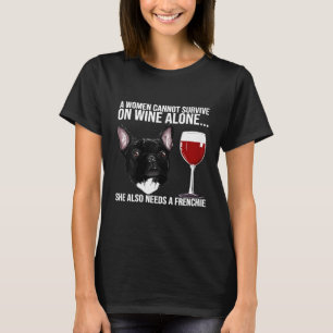 Camiseta Bulldogue Francês Feminino Amante de Vinho Para El