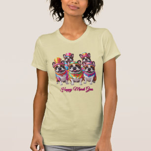 Camiseta Bulldogue Francês Mardi Gras French Bulldog