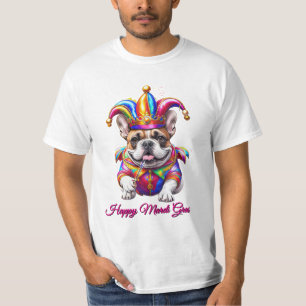 Camiseta Bulldogue Francês Mardi Gras French Bulldog