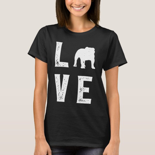 Camiseta Bulldogue inglês Amor  1 (Frente)