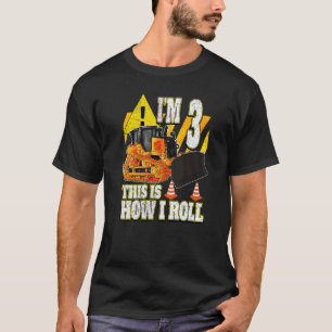 Camiseta Bulldozer de aniversário de 3 anos