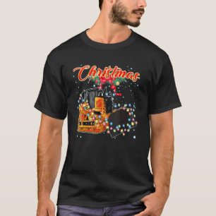 Camiseta Bulldozer de Natal com Luzes de Natal