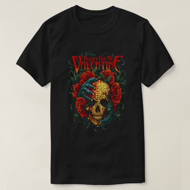 Camiseta Bullet For My Valentine – Skull Roses Artwork (Frente do Design)
