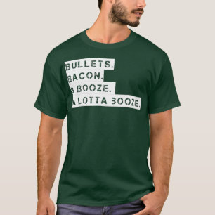 Camiseta Bullets Bacon Booze A Lotta Booze
