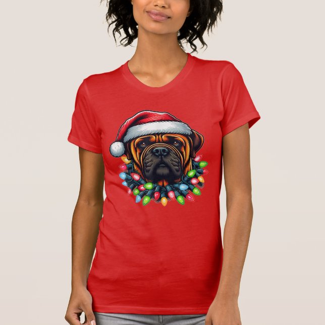 Camiseta Bullmastiff Cachorro Natal Xmas (Frente)