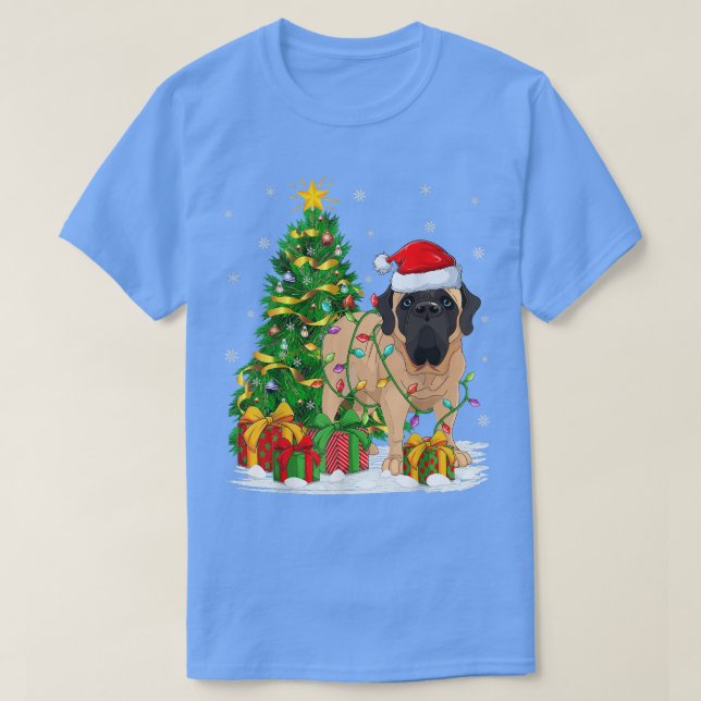 Camiseta Bullmastiff Dog Lover Xmas Tree Papais noeis Bullm (Frente do Design)
