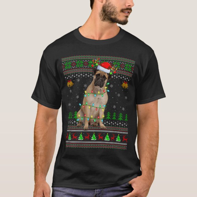 Camiseta Bullmastiff Dog Ugly Christmas Sweaters Holiday Sa (Frente)