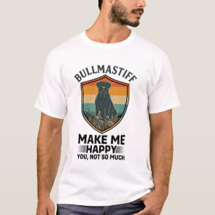 Camiseta Bullmastiff Faça Me Feliz Cão Escudo Retro Pôr do