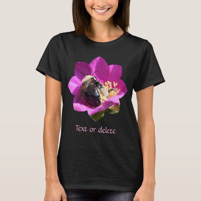 Camiseta Bumble Bee On Pink Rose Nature Personalized (Frente)