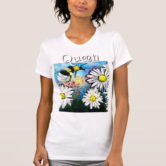 Camiseta Bumble Bee Whimsical em Daisies Personalizado (Frente)