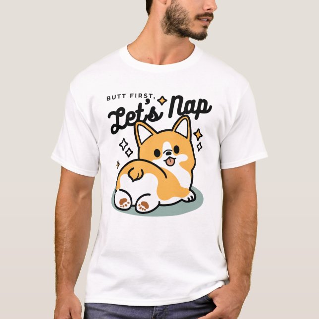 Camiseta Bumbum Primeiro, Vamos Nap - Bumbum Corgi Cute (Frente)