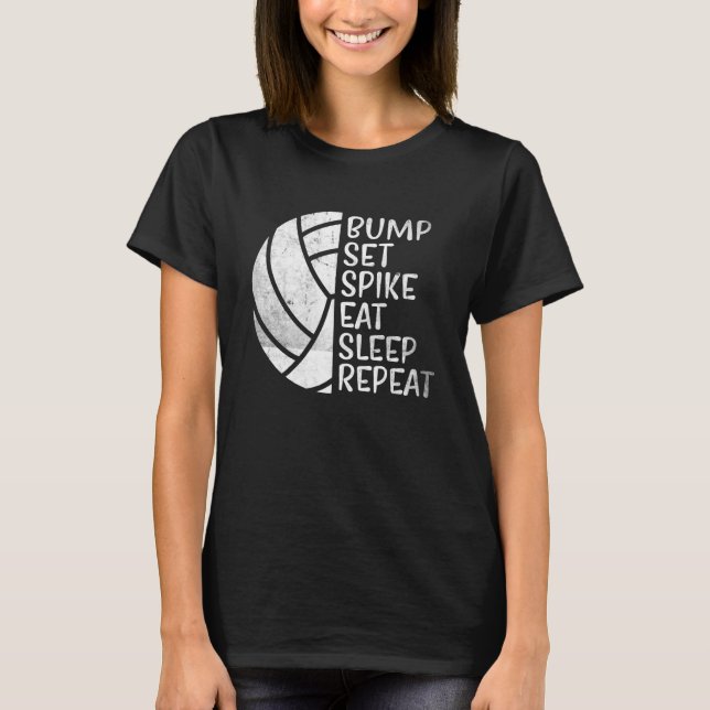 Camiseta Bump Set Spike Comer Sono Repetir Voleibol 2 (Frente)