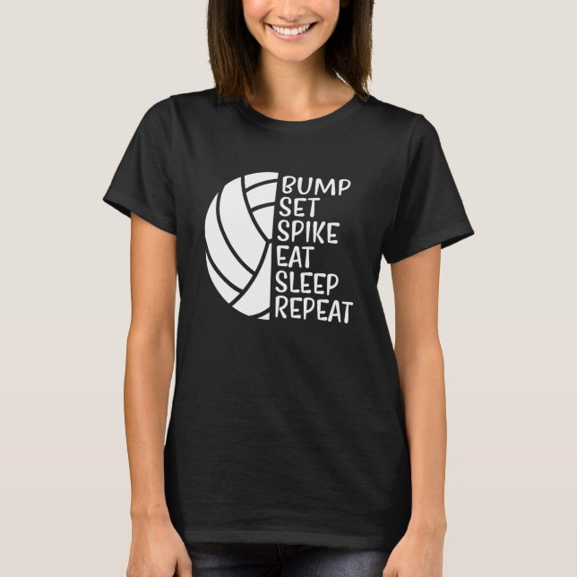Camiseta Bump Set Spike Eat Sleep Repeat Volleyball  1 (Frente)