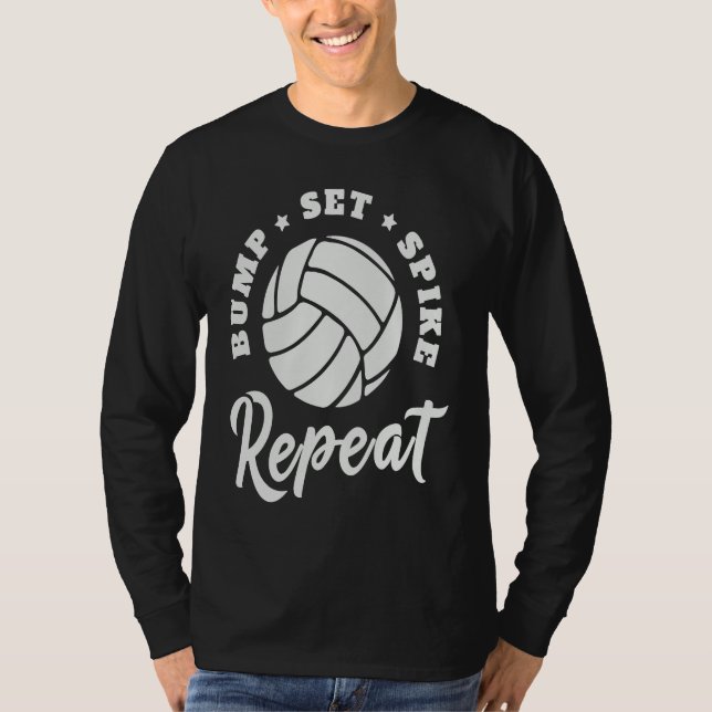 Camiseta Bump Set Spike Repeat Volleyball  Athlete Sports (Frente)