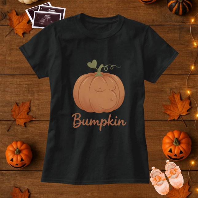 Camiseta Bumpkin Halloween Maternity Tee; Cute Pumpkin Bump (Criador carregado)