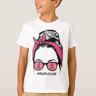 Camiseta Bun Laço Rosa Sobrevivente Conscientização Câncer