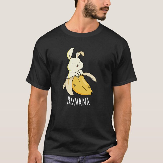 Camiseta Bunana Funny Bunny Em Uma Banana Pun Dark BG (Frente)