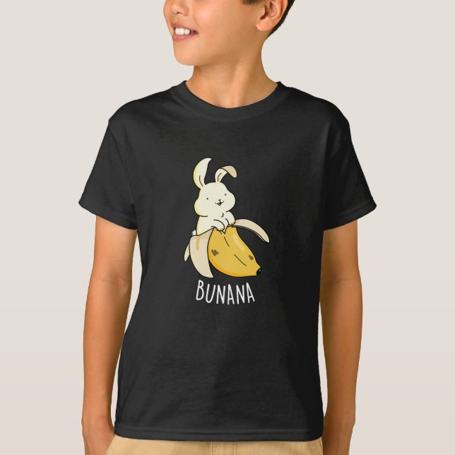 Camiseta Bunana Funny Bunny Em Uma Banana Pun Dark BG (Frente)