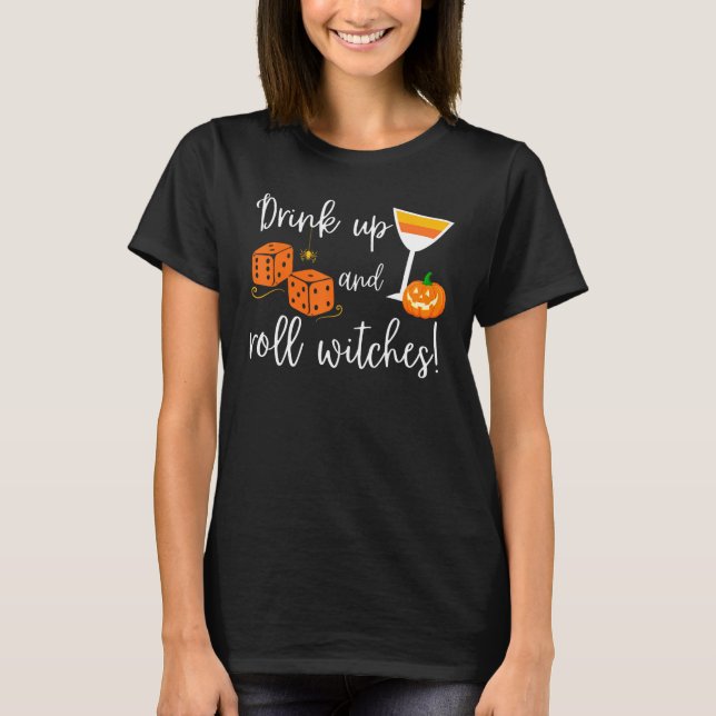 Camiseta Bunco Halloween bebe e rola bruxas (Frente)