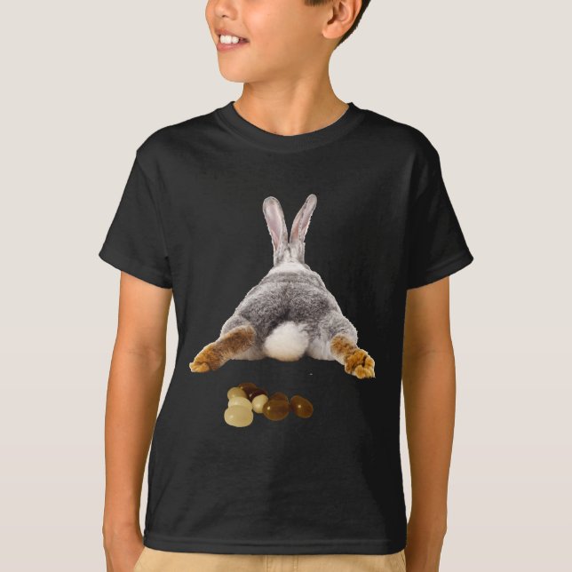 Camiseta bunda de coelho de Páscoa cauda engraçada fezes je (Frente)
