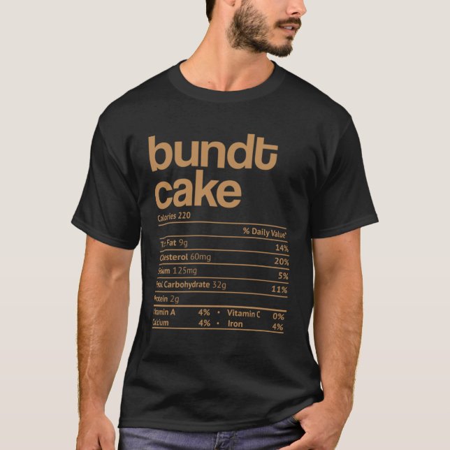 Camiseta Bundt cake Nutrition Facts Graças Natal (Frente)