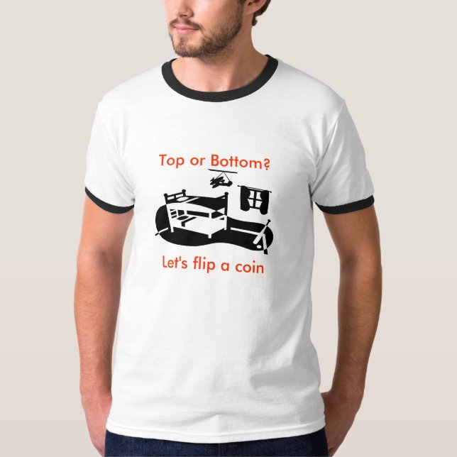 Camiseta BunkBed, parte superior ou parte inferior? , (Frente)