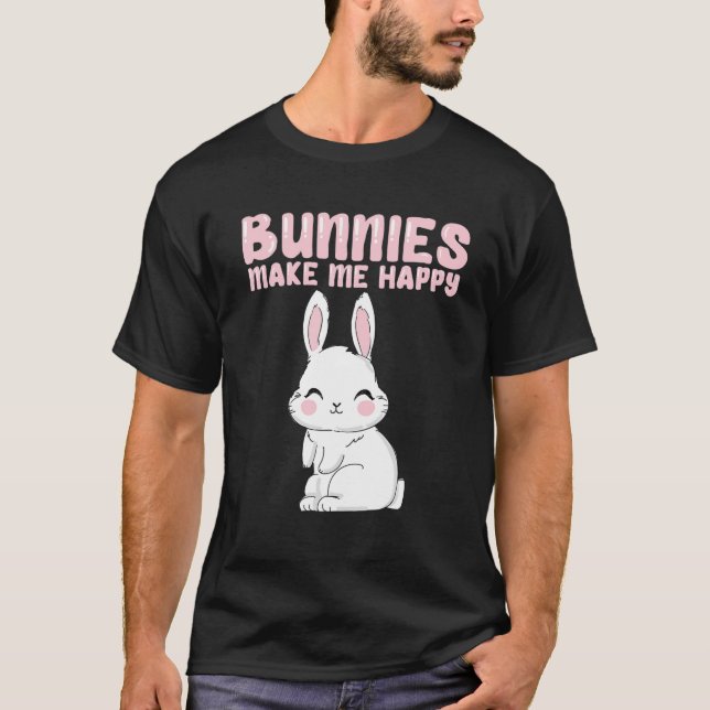Camiseta Bunnie Branca Eu Adoro Bunniys Me Faz Feliz (Frente)