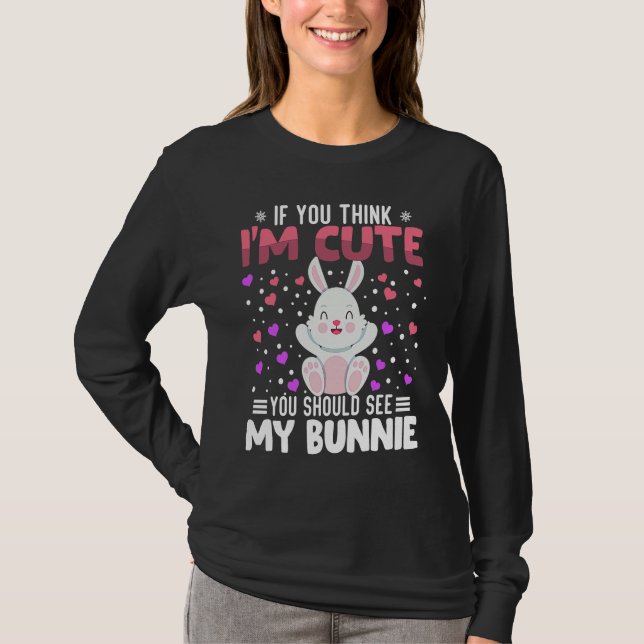 Camiseta Bunnie Heart Valentine's Day Animal For Womens Kid (Frente)