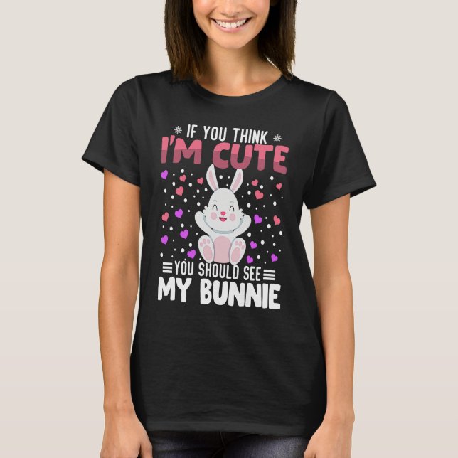 Camiseta Bunnie Heart Valentine's Day Animal For Womens Kid (Frente)