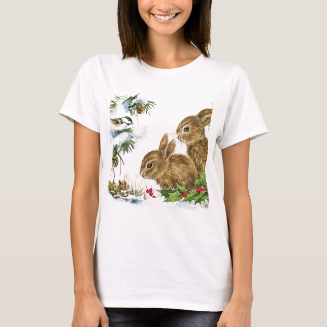 Camiseta Bunnies e Bird Aproveitem a neve (Frente)
