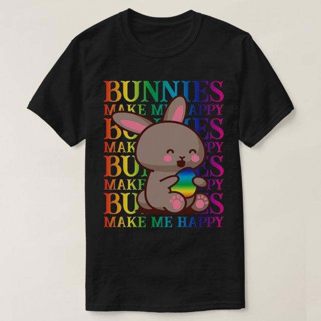 Camiseta Bunnies me fazem felz pascoa (Frente do Design)
